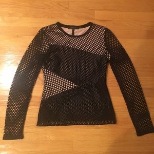 BCBGMaxAzria Black and Cream Mesh Blouse